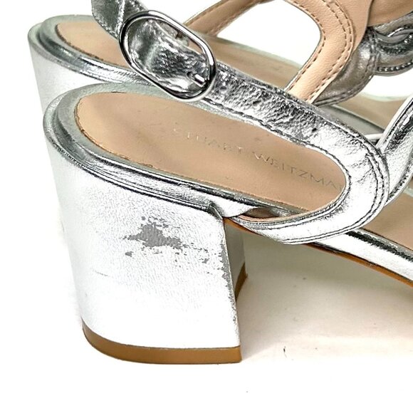 Stuart Weitzman Twistie Block Heel in Silver Size 6 - Picture 12 of 13